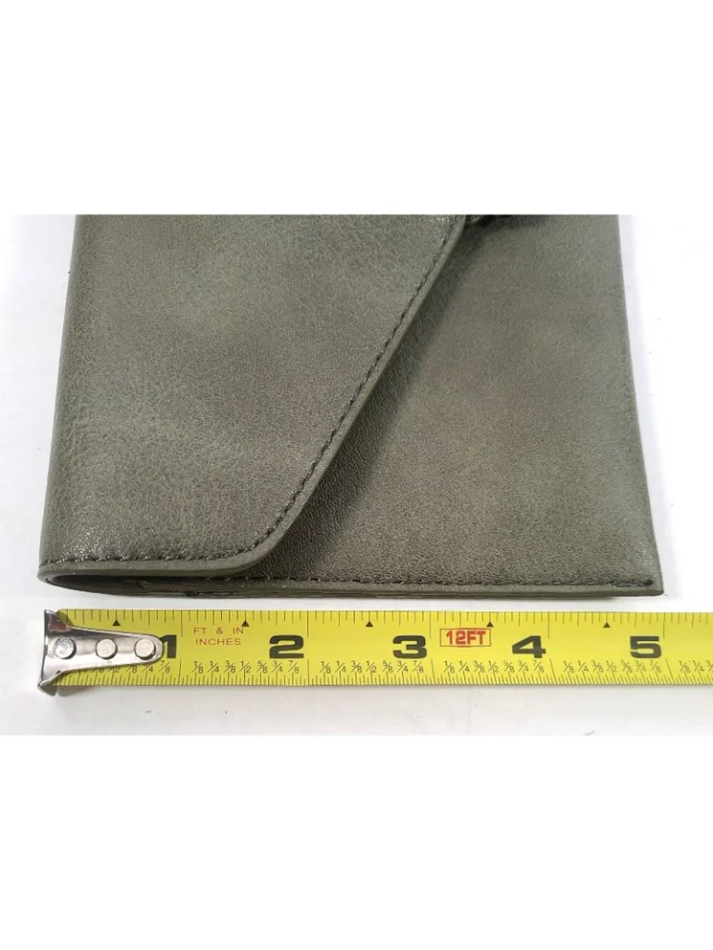 Anthropologie Tassel Envelope Clutch Bag Green Leather Boho Perforated Stitched